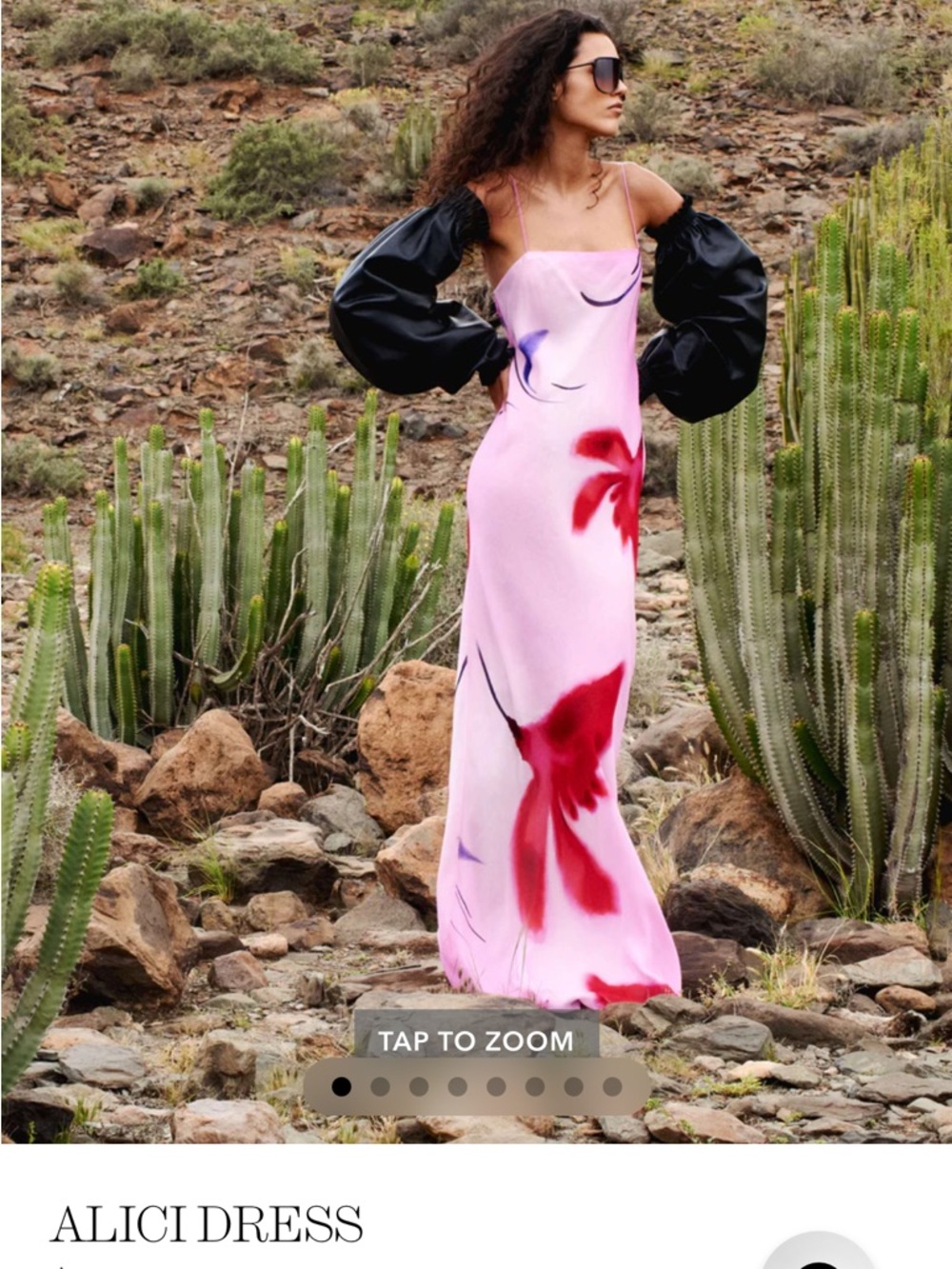 Rat & Boa Pink Maxi Slip Dress with Red Floral Accents
